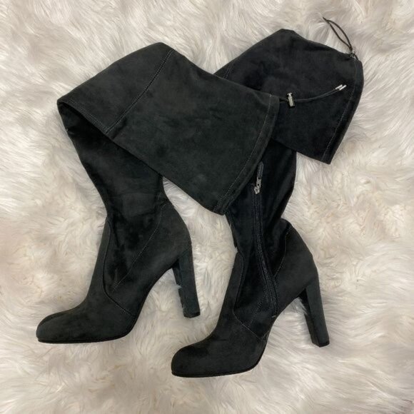 Sam Edelman Kent Charcoal Grey Suede Over-The-Knee Boots - Picture 3 of 7
